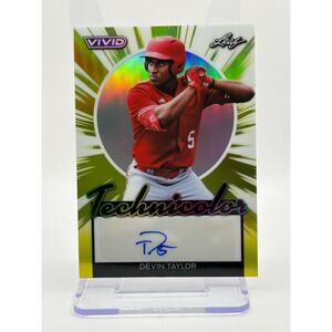 2024 Leaf Vivid Baseball Devin Taylor Technicolor Yellow Auto 10/10 SP Athletics